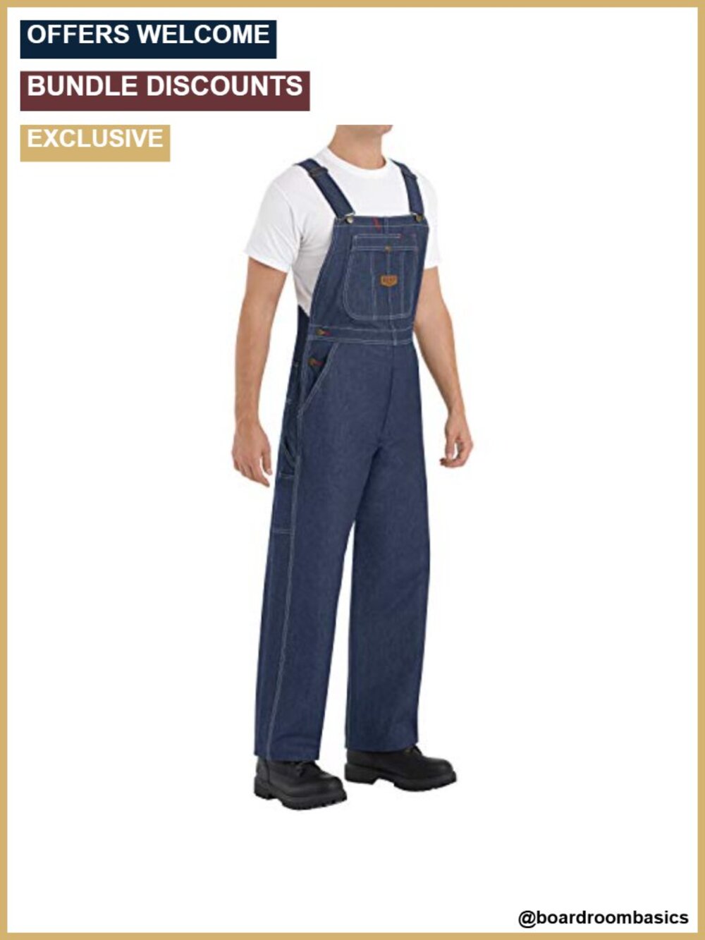 Men's 100% Cotton Denim Bib Overall Work Utility Safety Durable Workwear